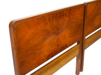 Pair of Art Deco Twin Headboards in Exotic Flame Walnut