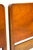 Pair of Art Deco Twin Headboards in Exotic Flame Walnut