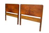 Pair of Art Deco Twin Headboards in Exotic Flame Walnut