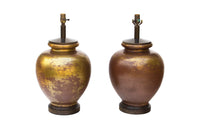 Large Pair of Golden Ceramic Lamps