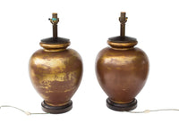 Large Pair of Golden Ceramic Lamps