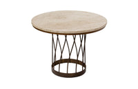 Round Occasional or Corner Table with Travertine Top