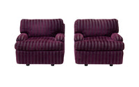 Pair of Postmodern Purple Striped Lounge Chairs