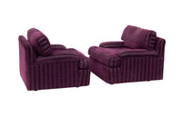 Pair of Postmodern Purple Striped Lounge Chairs