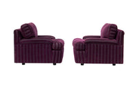Pair of Postmodern Purple Striped Lounge Chairs