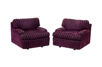 Pair of Postmodern Purple Striped Lounge Chairs