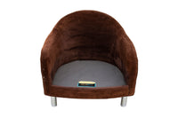 Velvety Brown Barrel Chair by Selig