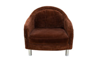 Velvety Brown Barrel Chair by Selig