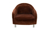 Velvety Brown Barrel Chair by Selig