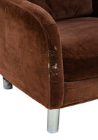 Velvety Brown Barrel Chair by Selig