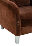 Velvety Brown Barrel Chair by Selig