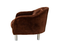 Velvety Brown Barrel Chair by Selig