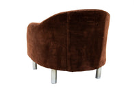 Velvety Brown Barrel Chair by Selig