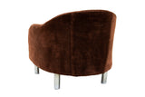 Velvety Brown Barrel Chair by Selig
