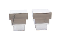 Pair of Mirrored Stepped End Tables, Ziggurat Style