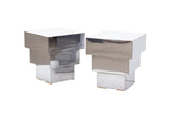 Pair of Mirrored Stepped End Tables, Ziggurat Style