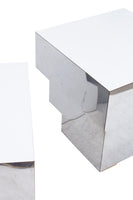 Pair of Mirrored Stepped End Tables, Ziggurat Style
