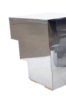 Pair of Mirrored Stepped End Tables, Ziggurat Style