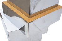Pair of Mirrored Stepped End Tables, Ziggurat Style