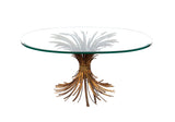 Sheaf of Wheat Cocktail Table with Oval Glass Top