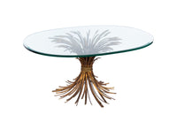 Sheaf of Wheat Cocktail Table with Oval Glass Top