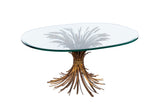 Sheaf of Wheat Cocktail Table with Oval Glass Top