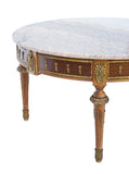 Round Gilt Antique Cocktail Table with Pink Marble Top