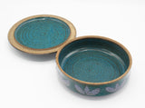 Turquoise Studio Pottery Ceramic Lidded Bowl