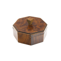Octagonal Burlwood Lidded Tramp Art Box