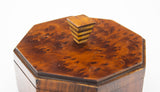 Octagonal Burlwood Lidded Tramp Art Box