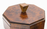 Octagonal Burlwood Lidded Tramp Art Box