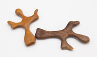 Hand Carved Clinging Worry Crosses in Cherry and Walnut - a Pair