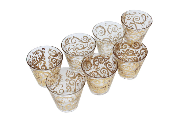 Gold Paisley Floral Tumblers - Set of 7