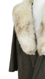 Hunter Green Wool Coat w/ Fox Fur Collar by Forstmann Sycamore Bloomingdale's Fits Size M / L