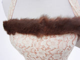 Fantastic Genuine Fur-Trimmed Halter Peach Lace Dress Sz 4-6