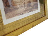 Gilt-Framed Sepia Mezzotints by Claude Lorraine, pair