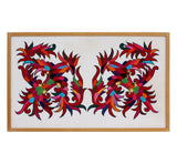 Vibrant Embroidery Panel Framed in Oak #2