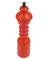 Turned Danish Scandinavian Peppermill signed BR Denmark Orange Lacquer