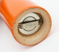 Turned Danish Scandinavian Peppermill signed BR Denmark Orange Lacquer