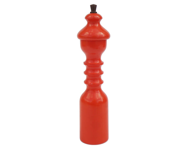 Turned Danish Scandinavian Peppermill signed BR Denmark Orange Lacquer