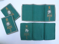 S/8 Vintage Green Linen Coasters in Box by Max Littwitz Inc New York - Bird in a Gilt Cage