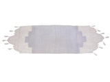 Vintage Natural Linen Table Runner with Crocheted, Fringed Ends