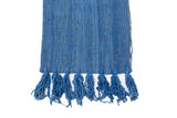 Vintage Boho Chic Textured Table Runner with Thick Fringed Ends in Azure Blue, 13.5" x 70"