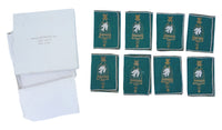 S/8 Vintage Green Linen Coasters in Box by Max Littwitz Inc New York - Bird in a Gilt Cage