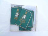 S/8 Vintage Green Linen Coasters in Box by Max Littwitz Inc New York - Bird in a Gilt Cage