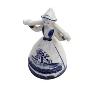 Vintage China Porcelain Dutch Woman Figure in Blue and White Carrying Something
