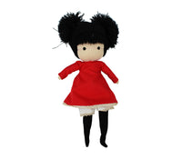 Soft Vintage Joan Walsh Anglund Doll Rag Doll Red Dress Black Hair Handmade