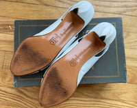 Vintage Bally White Leather Woven Slingback Pump Sz 8 in White Kid Made in Italy