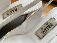 Vintage Bally White Leather Woven Slingback Pump Sz 8 in White Kid Made in Italy
