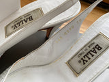 Vintage Bally White Leather Woven Slingback Pump Sz 8 in White Kid Made in Italy